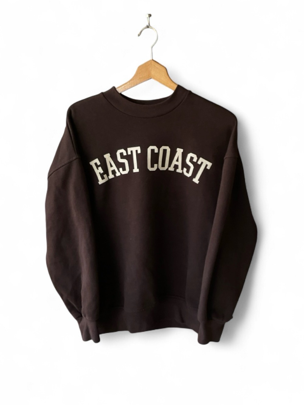 OAK + FORT ' East Coast ' | Chocolate Brown Graphic Crewneck Sweater SIZE XXS